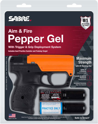 SABRE AIM & FIRE PEPPER GEL W/TRIGGER AND GRIP DEPLOYMENT